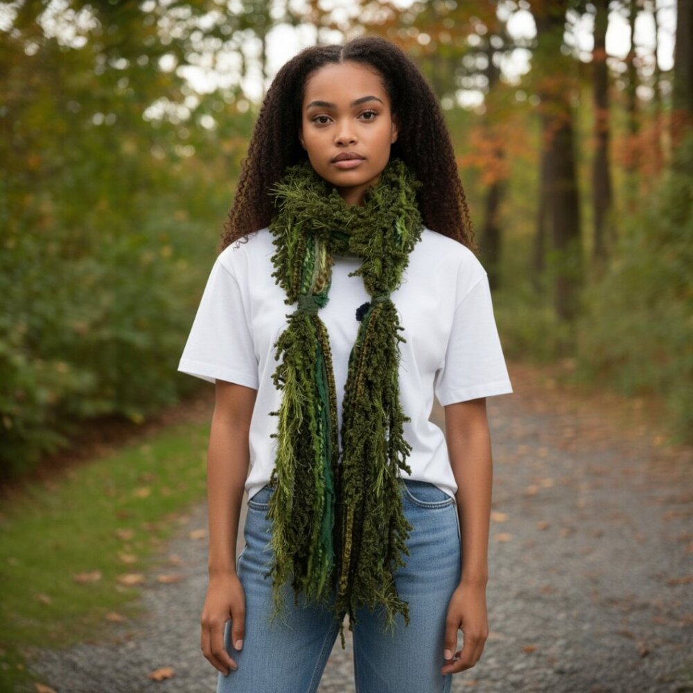 Army green Mix Yarn Scarf 60 inch